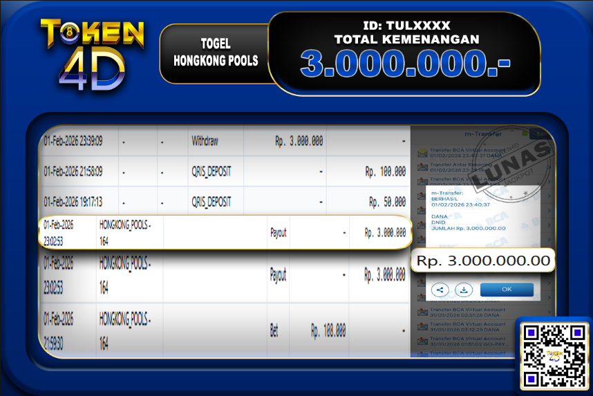 TOGEL HONGKONG POOLS – BUKTI JACKPOT TOGEL TOKEN4D